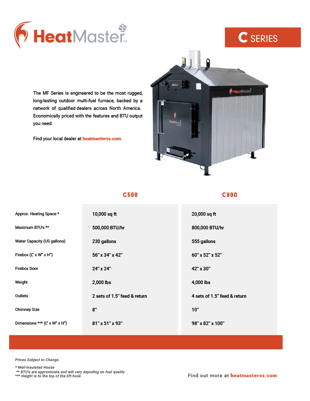 Heatmaster Wood burner C-Series Michigan services